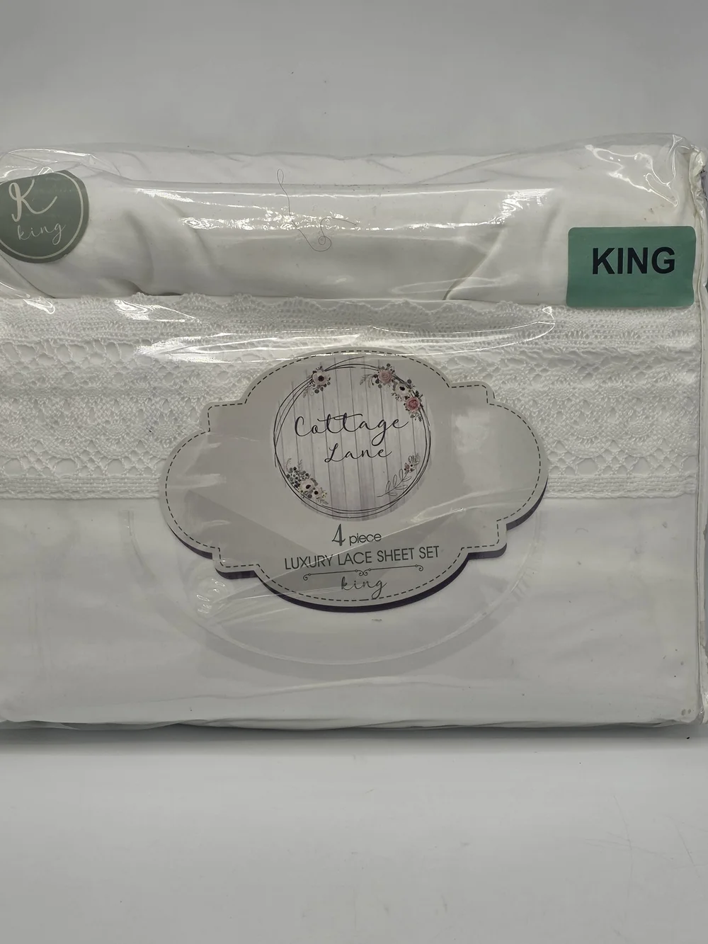Cottage Lane 4-piece king-size luxury lace sheet set